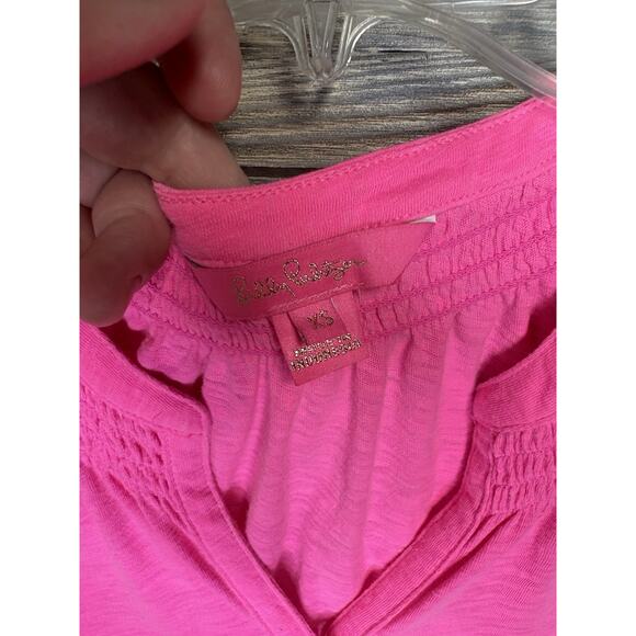 Lilly Pulitzer Womens Bright Pink Split Neck With Button Tank Top Size XSmall - Picture 4 of 7